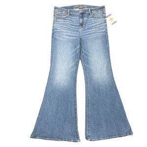 American Eagle Festival Flare Jeans High Rise Stretch BOHO Indie Sleaze 16 Long